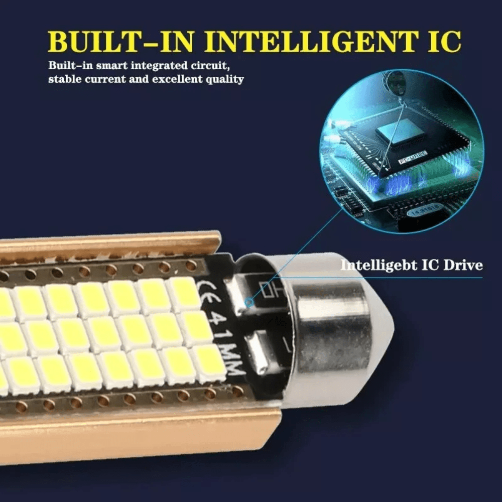 10x 31mm White Festoon LED Car Bulbs – Interior Dome, Map, Plate Lights (15 SMD) - Office Catch