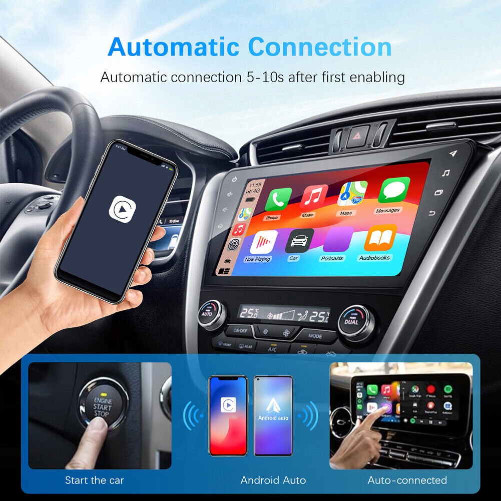 2 in1 Wireless Carplay Android Auto Adapter WiFi BT Auto Connect Mini USB Dongle - Office Catch