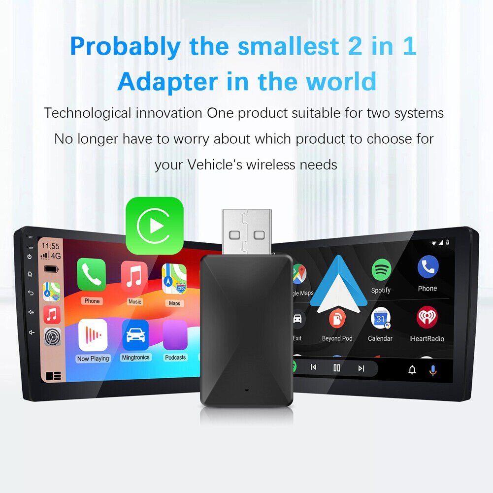 2 in1 Wireless Carplay Android Auto Adapter WiFi BT Auto Connect Mini USB Dongle - Office Catch