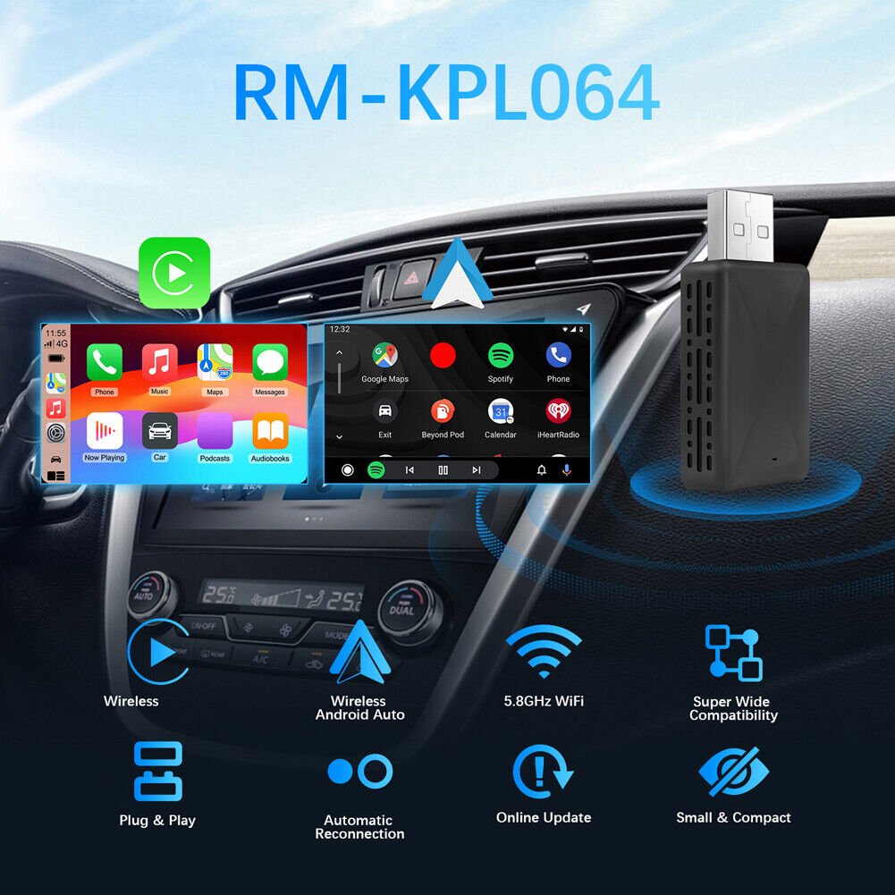 2 in1 Wireless Carplay Android Auto Adapter WiFi BT Auto Connect Mini USB Dongle - Office Catch