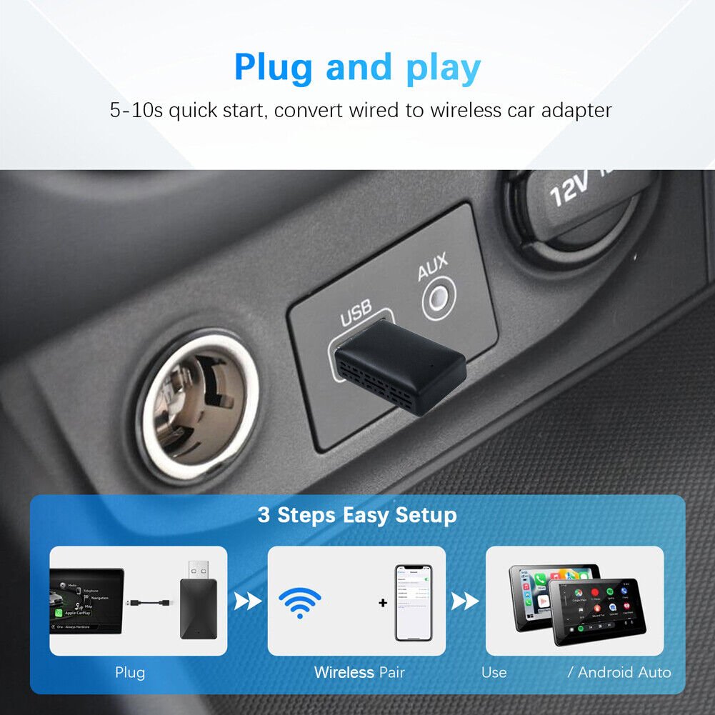 2 in1 Wireless Carplay Android Auto Adapter WiFi BT Auto Connect Mini USB Dongle - Office Catch