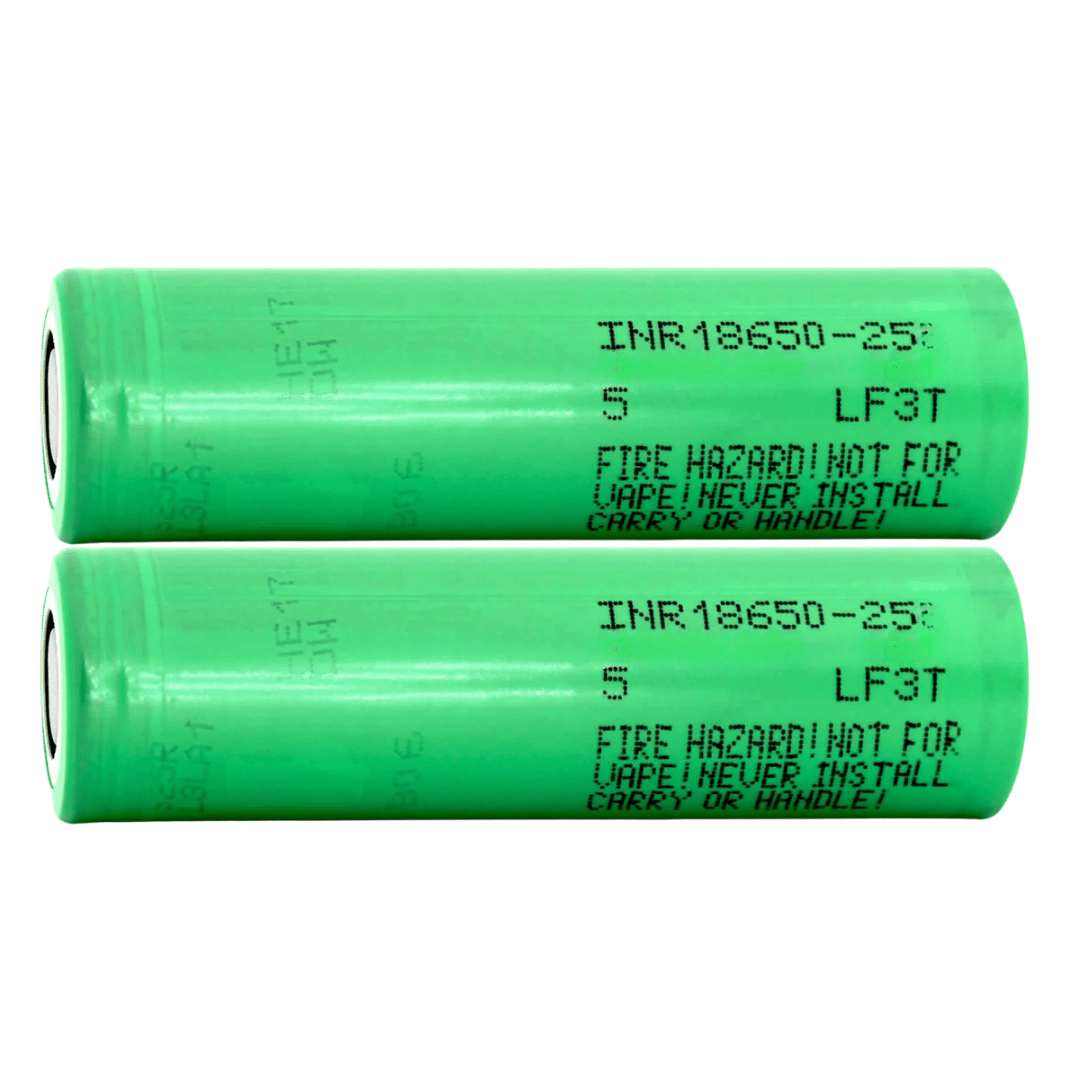 2 Pack Tavice 25R 18650 2500mAh 20A Rechargeable Lithium - Ion Battery – Flat Top - Office Catch