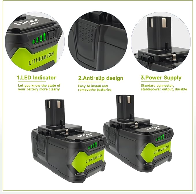 2 x Ryobi 18V Compatible Battery 6.0Ah P108 P104 ONE+ Plus BPL - 1815 - Office Catch