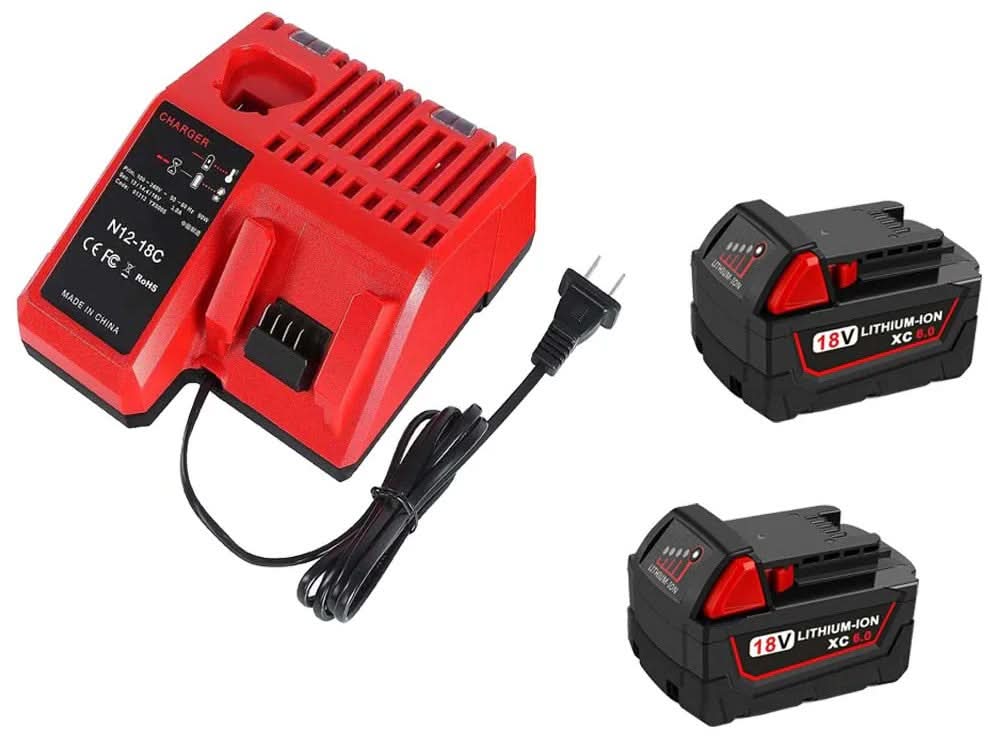 2x 18V 6.0Ah M18 Batteries + Charger Combo | Compatible with Milwaukee - Office Catch