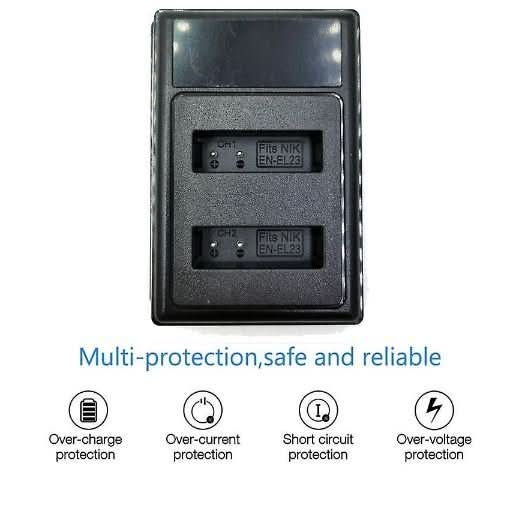 2x EN - EL23 Batteries + LCD Charger for Nikon Coolpix B700, P900, P610, P600, S810C – Replacement Kit - Office Catch