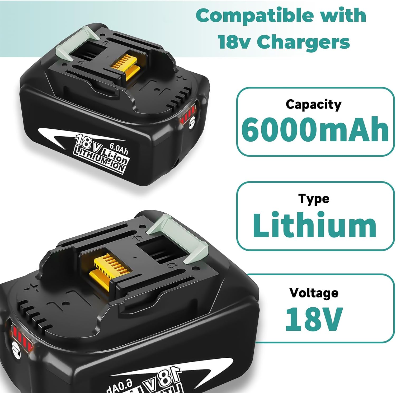2x Replacement Battery + Charger Combo Compatible with Makita 18v Cordless Power Tools - Office Catch