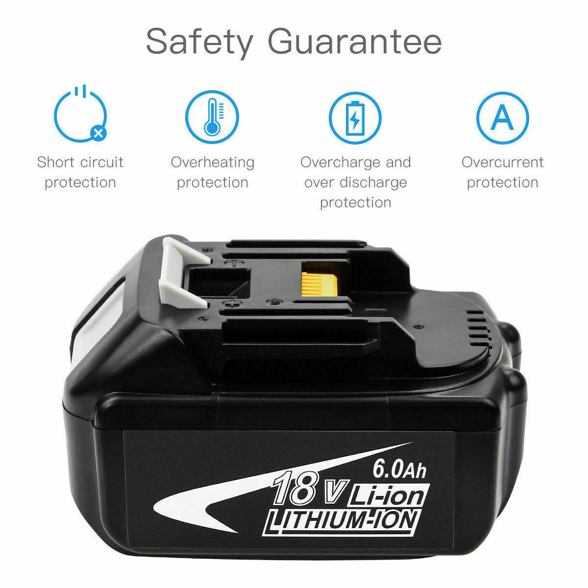 4 Pack For 18V Makita Battery Replacement | BL1860B 6000mAh Li - ion Battery - Office Catch