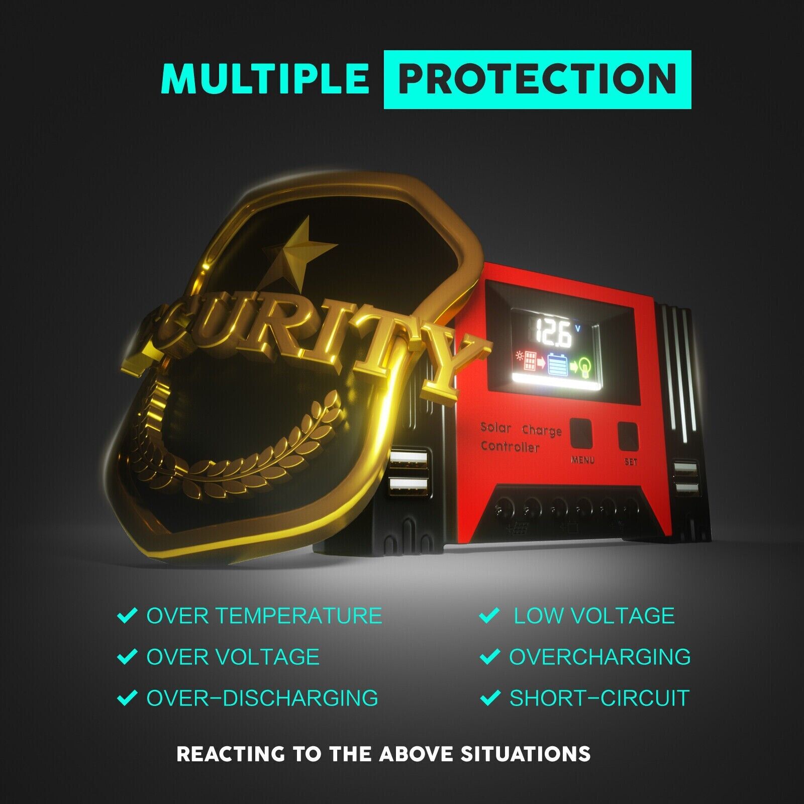 40A 12V 24V PWM Solar Panel Charger Controller Battery Regulator With LCD Display - Office Catch