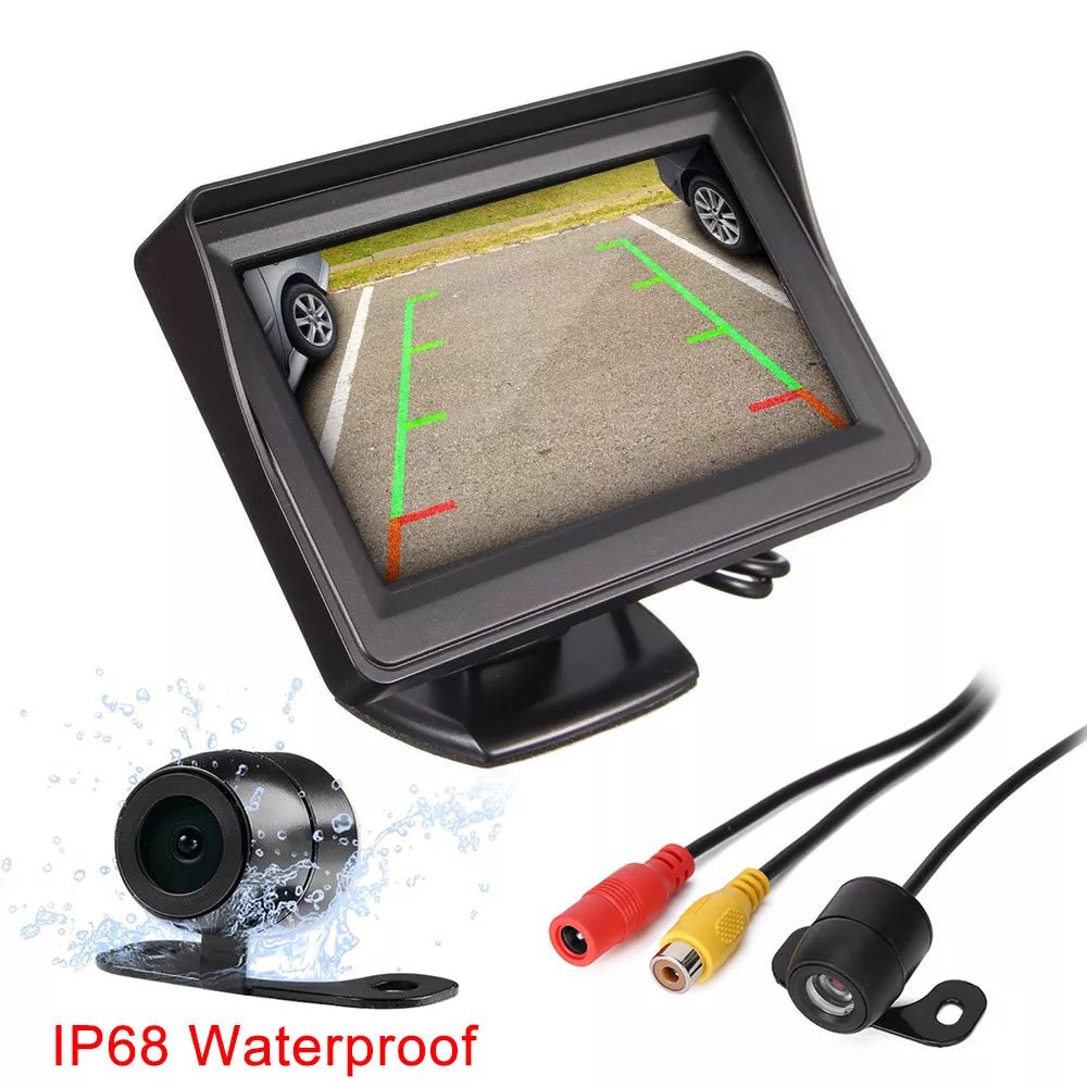 4.3" LCD Rear View Monitor with Reverse Camera – Night Vision, Waterproof, Easy Install Kit - Office Catch
