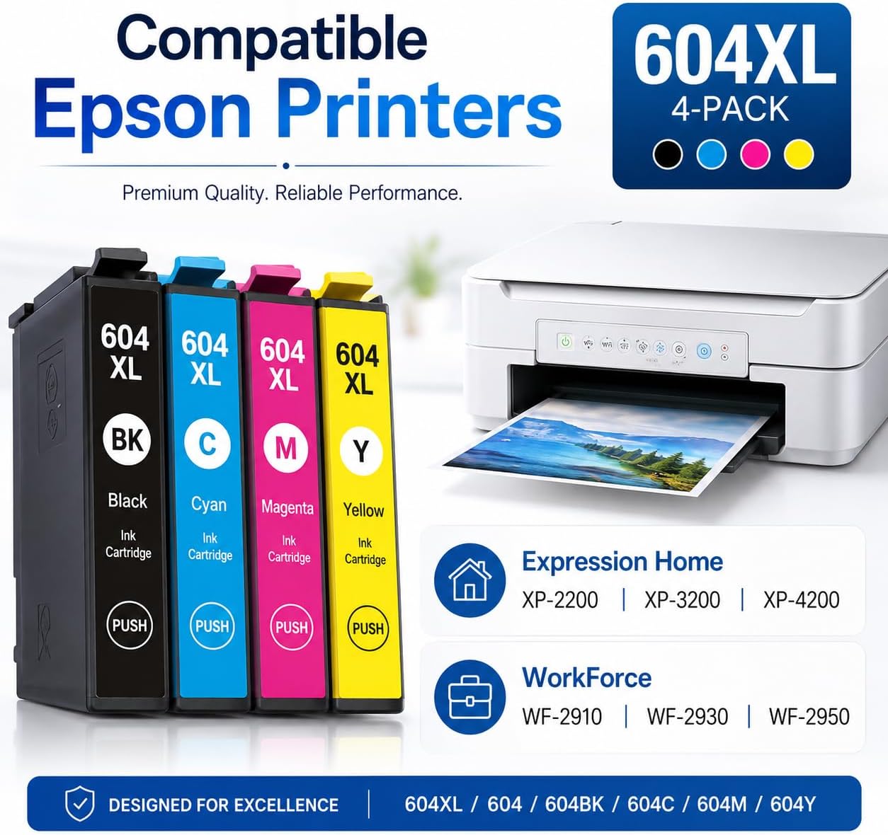 TAVICE 4PK 604XL Ink Cartridges Compatible with Epson XP-2200 XP-3200 XP-4200 WF-2910 WF-2930