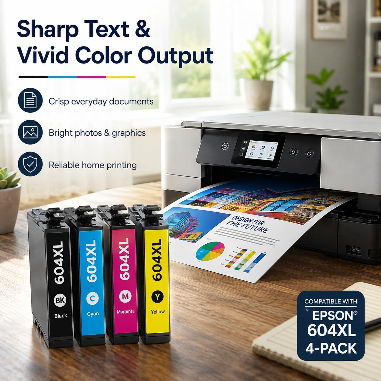 TAVICE 4PK 604XL Ink Cartridges Compatible with Epson XP-2200 XP-3200 XP-4200 WF-2910 WF-2930