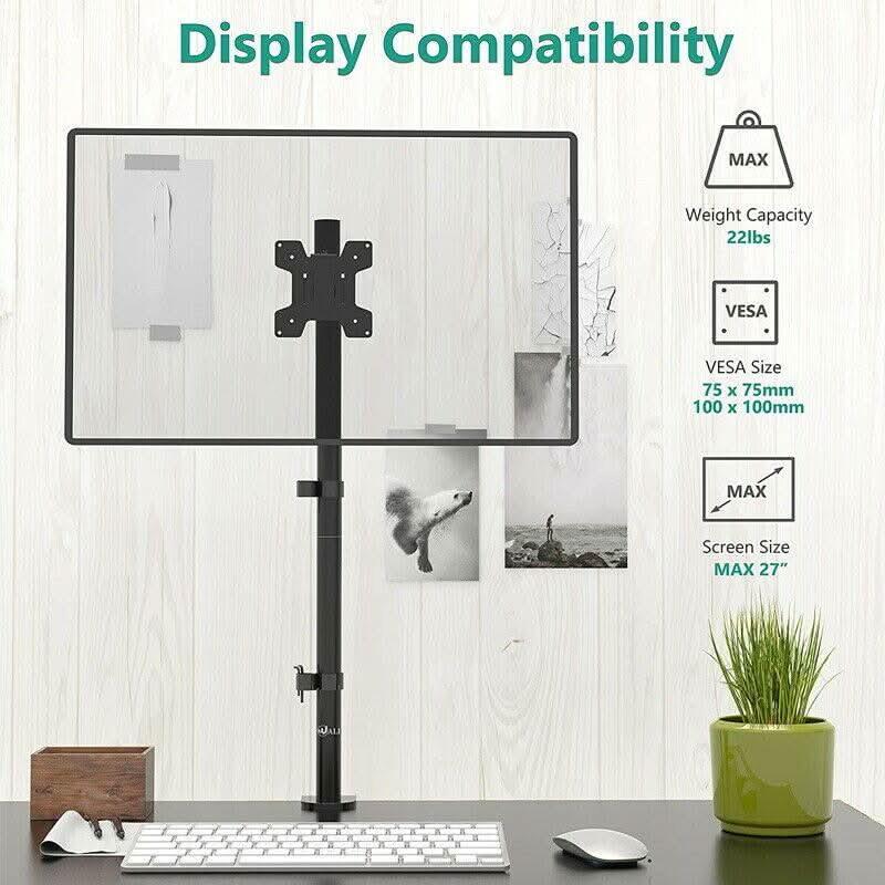 Single Monitor Arm Desk Mount for Screens up to 32" | Adjustable VESA 75x75 / 100x100, 8kg Capacity