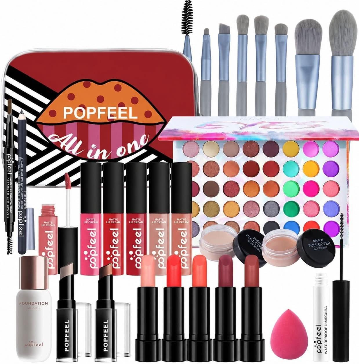 All in One Professional Makeup Kit 30 Piece Complete Set for Women & Girls | Eyes, Lips, Face & Brushes - Office Catch