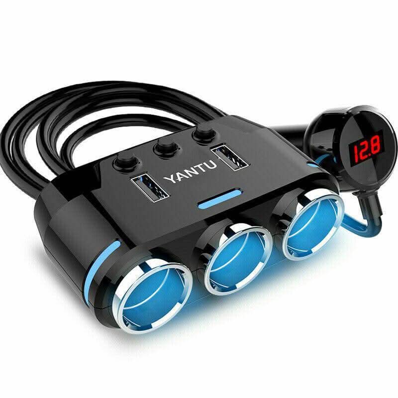 Car Charger Cigarette Lighter 3 Port Power Adapter Socket + Dual USB - Office Catch