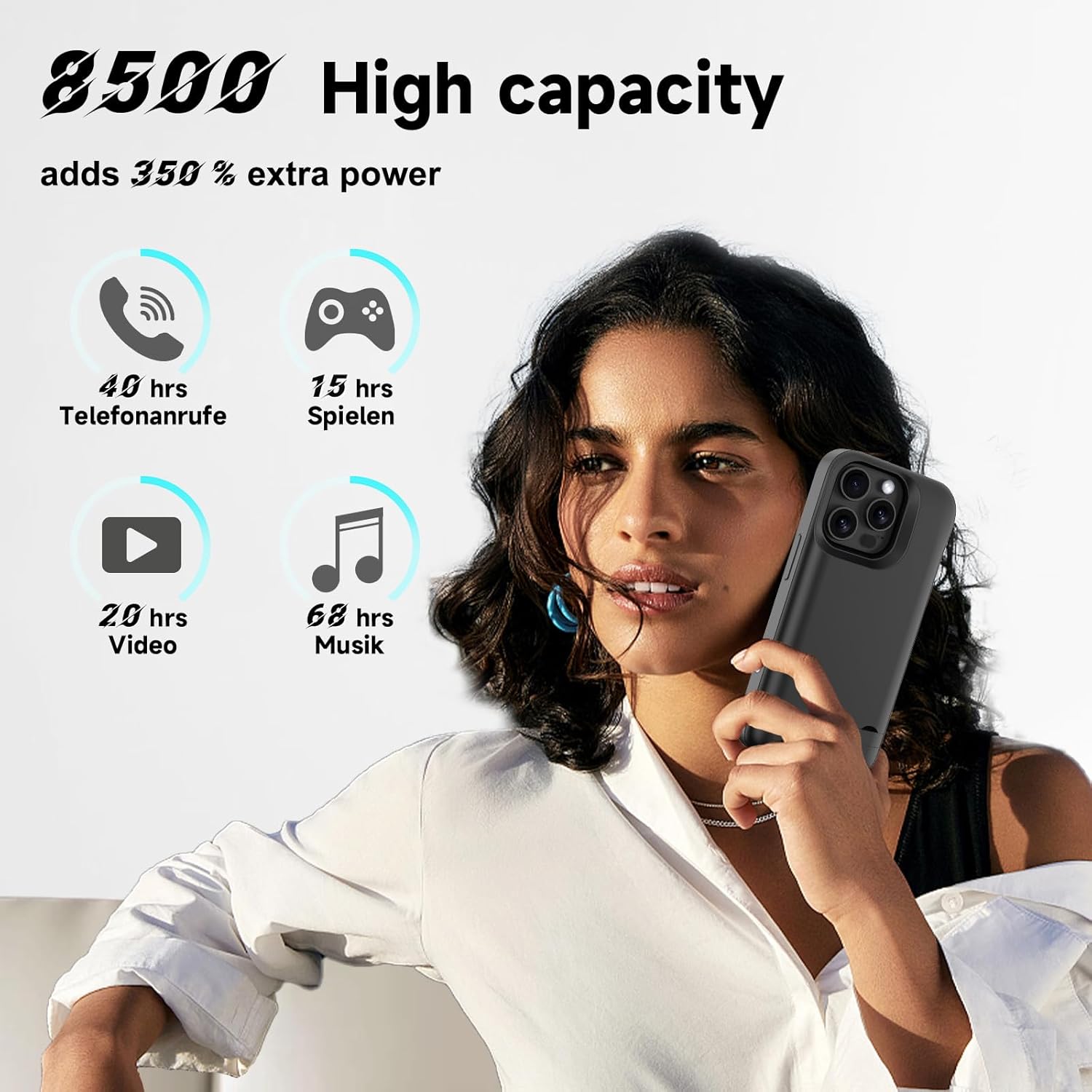 Case for iPhone 17 Pro Max with Built - in 5000mAh Battery & Foldable Stand Slim, Durable Charging Case - Office Catch