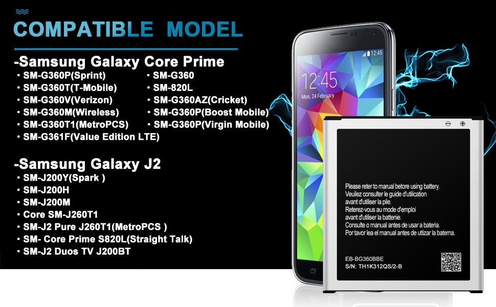 EB - BG360BBC Replacement Battery for Samsung Galaxy Core Prime SM - G360H, G360P, G360T, G361H, G36 - Office Catch