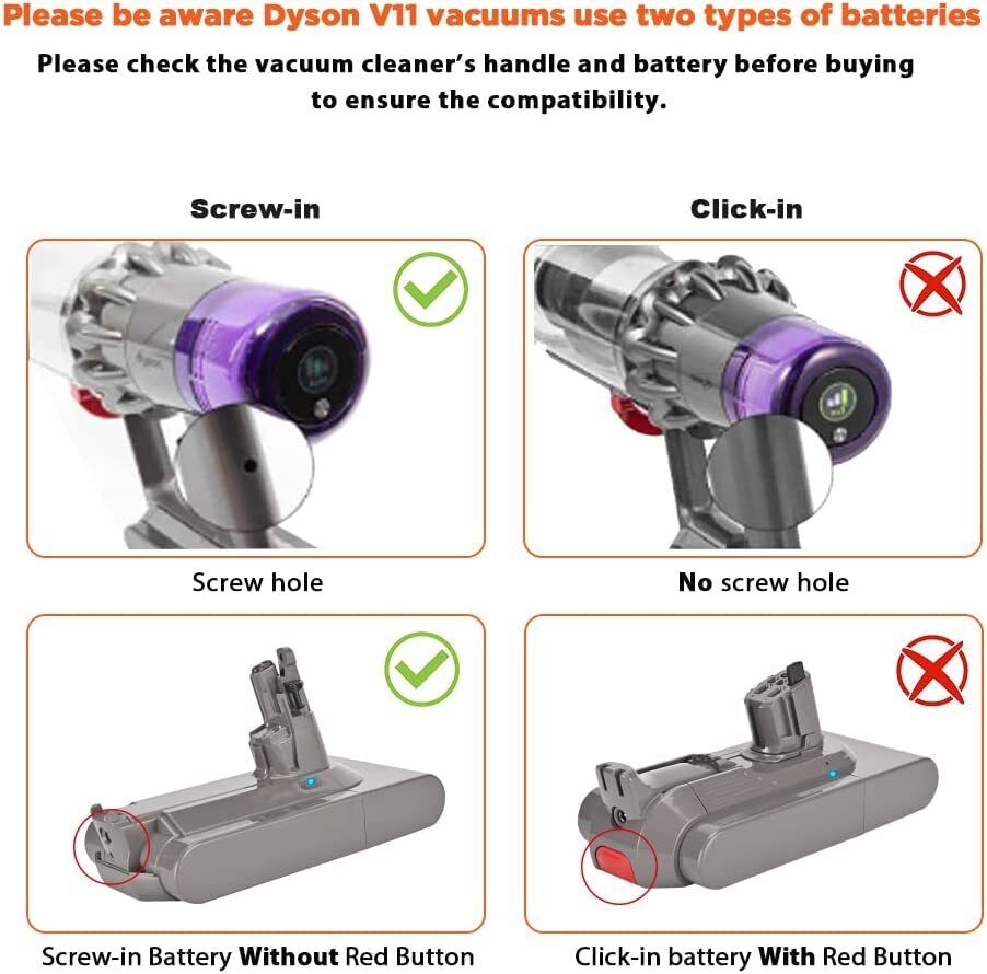 For Dyson V11 Screw - in Battery SV14 Absolute Animal Replacement Battery + Filter for Dyson V11 - Office Catch
