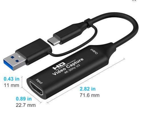 HDMI to USB Video Capture Card, USB 3.0 4K 60FPS Game Capture & Streaming Adapter - Office Catch