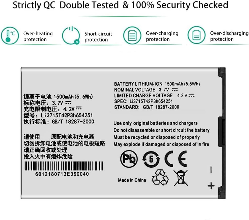 Li3715T42P3h654251 Replacement Battery for ZTE Z700A AT&T Wireless Home Phone and Internet Home Base 1500mAh - Office Catch