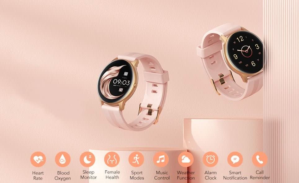 Pink Smart Watch for Women, Waterproof Fitness Smartwatch for Android & iOS IP68 Waterproof - Office Catch