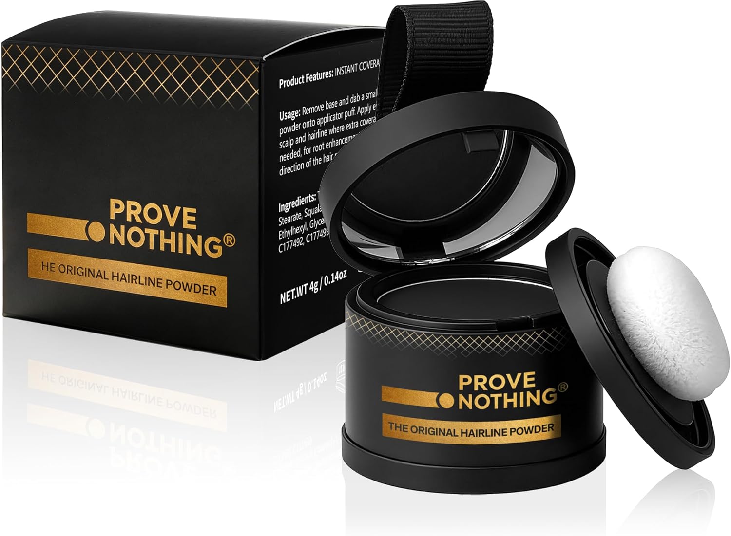 PROVE NOTHING Hairline Powder Root Touch - Up Designed in Australia, Gray Coverage, Bald Spot Concealer, Thinning Hair Fill - In Powder, Sweat & Water Resistant, 24 - Hour Wear for Women & Men (Black) - Office Catch