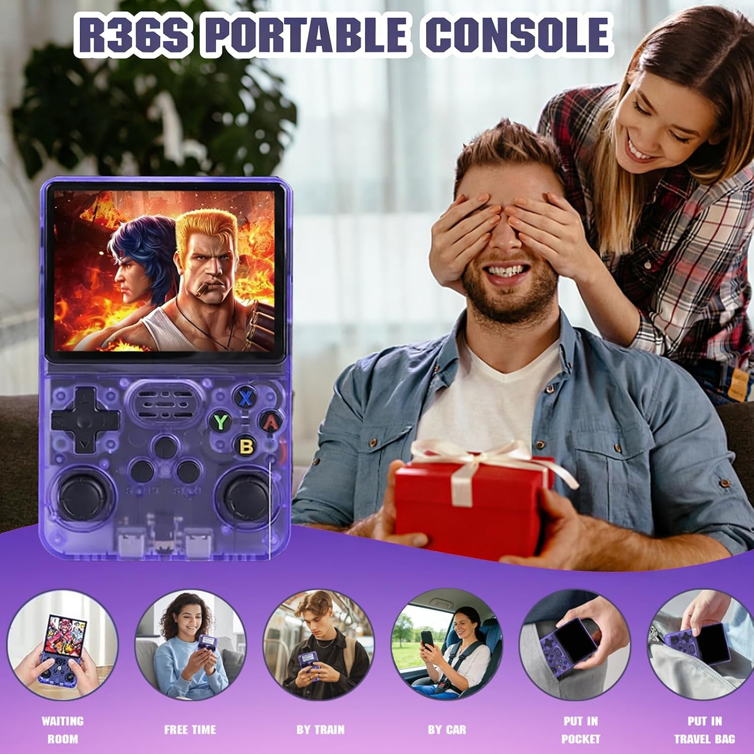 R36S Retro Handheld Console with 3.5" IPS Screen and 128GBof Games - Office Catch
