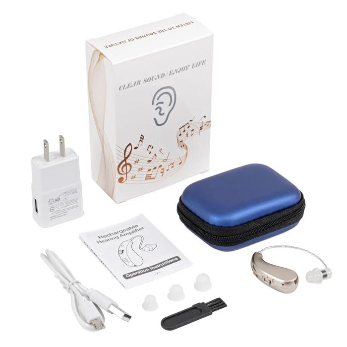 Rechargeable Digital Hearing Aid Behind The Ear | Sound Amplifier Invisible | Noise Reduction Chip - Office Catch