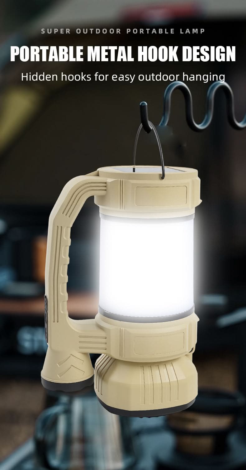Rechargeable Solar Camping Lantern & LED Flashlight – 9 Light Modes - Office Catch