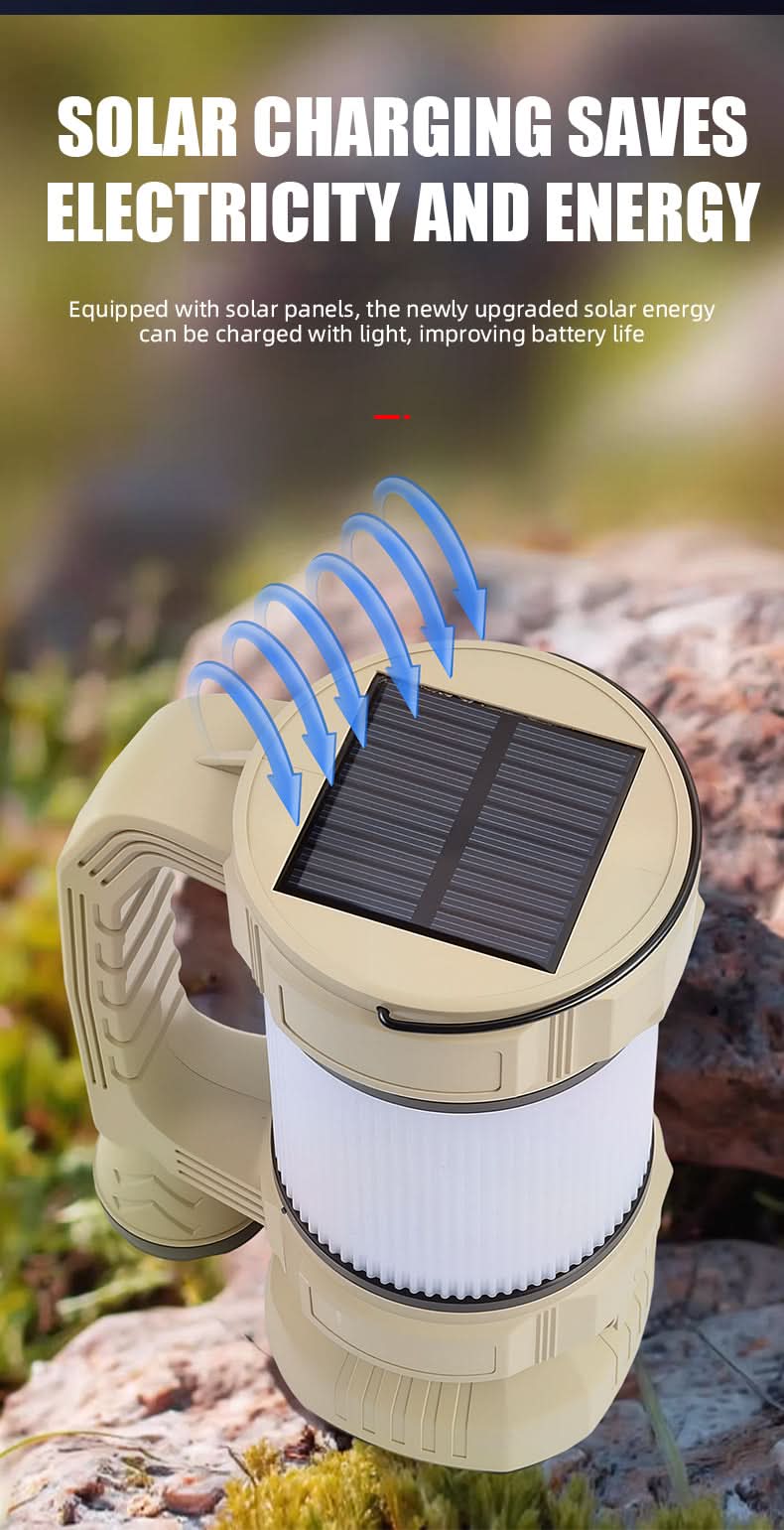 Rechargeable Solar Camping Lantern & LED Flashlight – 9 Light Modes - Office Catch