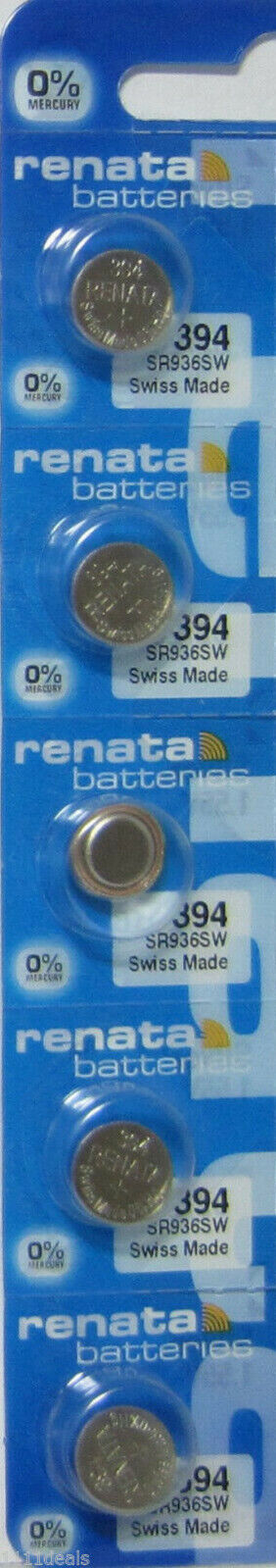 5 Pack | SR45 / 394 Renata Silver Oxide Button Cell Battery – 1.55V High-Capacity Power Source