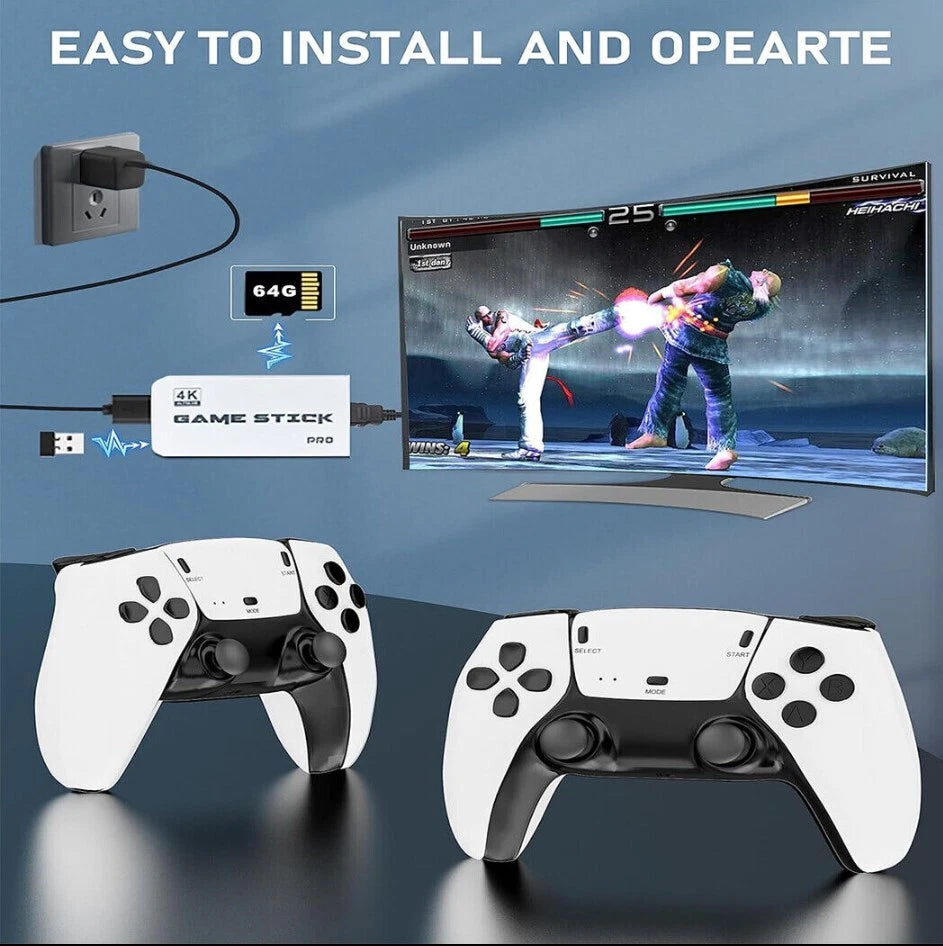 Retro Game Console 20,000+ Games | 64GB Plug & Play HDMI Console with 2 Wireless Controllers (1080p HD)