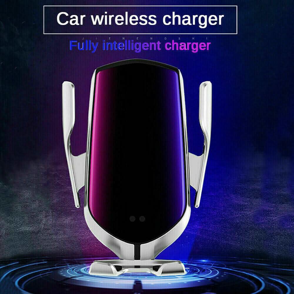 Smart Qi Wireless Car Charger Mount – Auto - Clamping Phone Holder with Sensor | Black - Office Catch