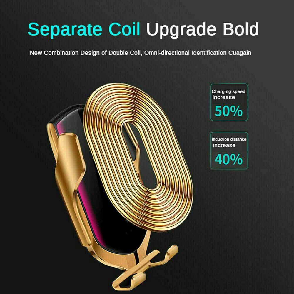 Smart Qi Wireless Car Charger Mount – Auto - Clamping Phone Holder with Sensor | Black - Office Catch