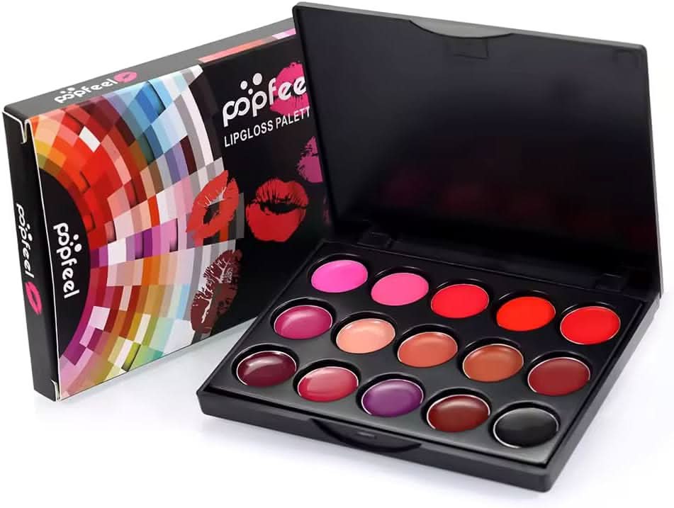 TAVICE 15 - Color Lip Gloss Palette Makeup Set with Lipstick and Vanity Case, Ideal for Professional and Personal Use - Office Catch
