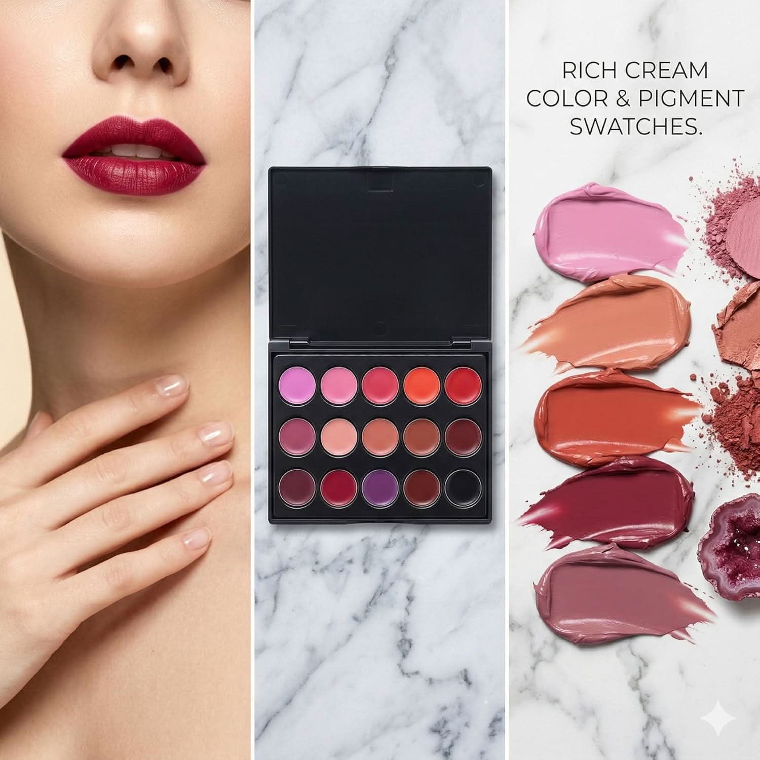 TAVICE 15 - Color Lip Gloss Palette Makeup Set with Lipstick and Vanity Case, Ideal for Professional and Personal Use - Office Catch