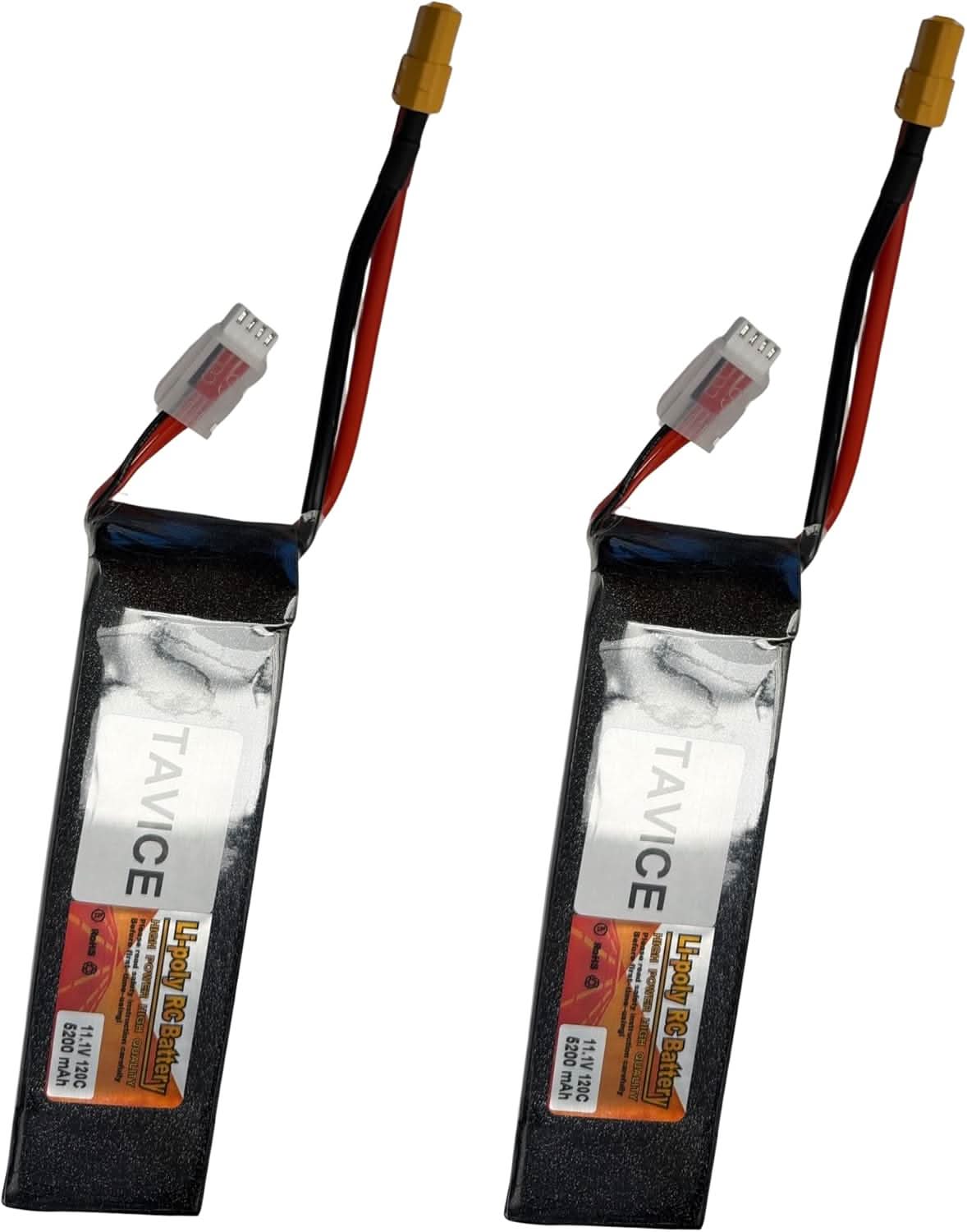 TAVICE 2 Pack 3S LiPo Battery 11.1V 5200mAh 120C with XT60 Connector Compatible with RC Car, Helicopter, Airplane & Quadcopter - Office Catch