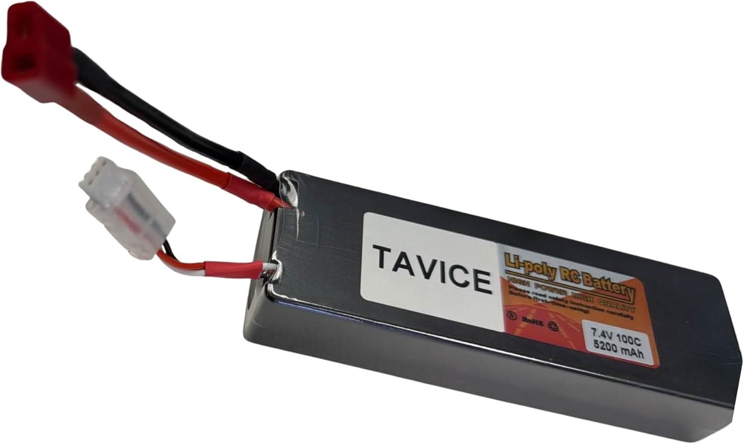 TAVICE 2S LiPo Battery 7.4V 5200mAh 100C Hard Case with T Connector Compatible with 1/8 & 1/10 RC Cars, Trucks & Vehicles - Office Catch