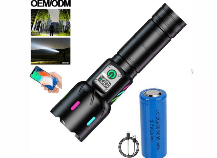 TAVICE 30W Super Bright LED Flashlight, Rechargeable Waterproof Emergency Torch with 26650 Battery for Outdoor Camping, Hiking & Car Repair - Office Catch
