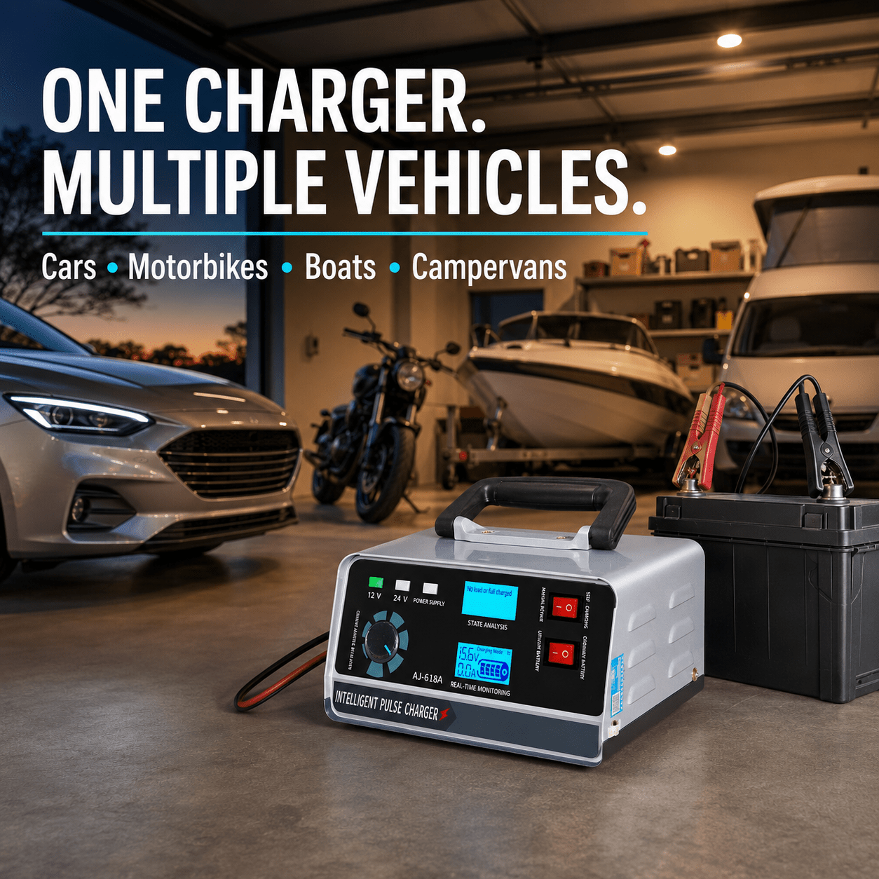 TAVICE 400W 40A 12V/24V Smart Car Battery Charger with Pulse Repair, Trickle Charging for Car Boat, AU Plug - Office Catch