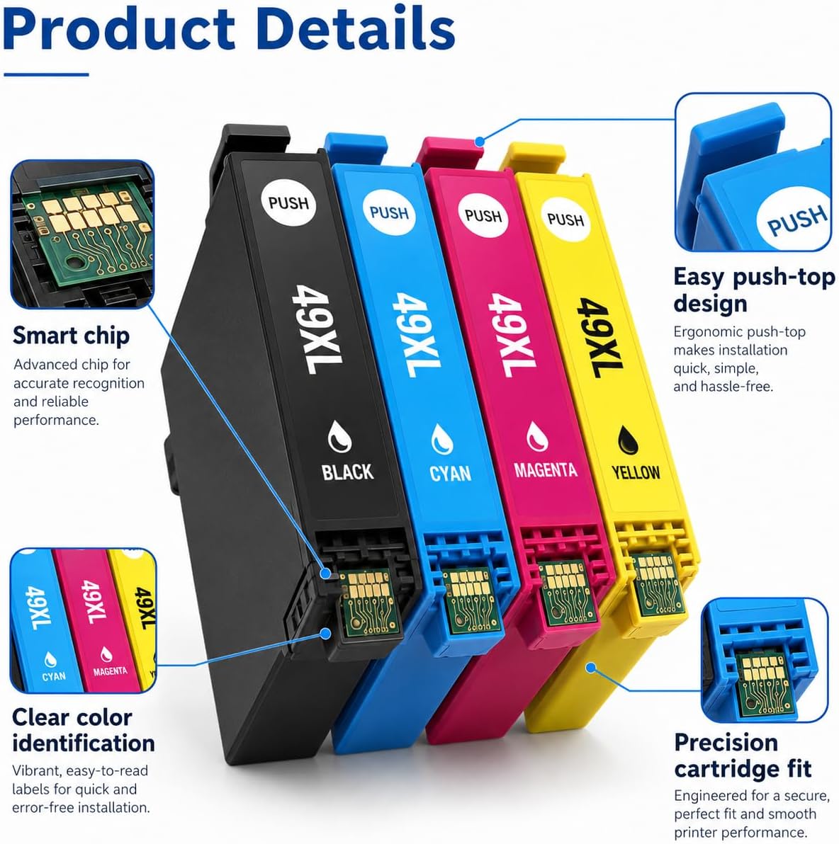 TAVICE 4X 49XL Ink Cartridges Compatible with Epson XP-2205 XP-4205 XP2205 XP4205 - Office Catch