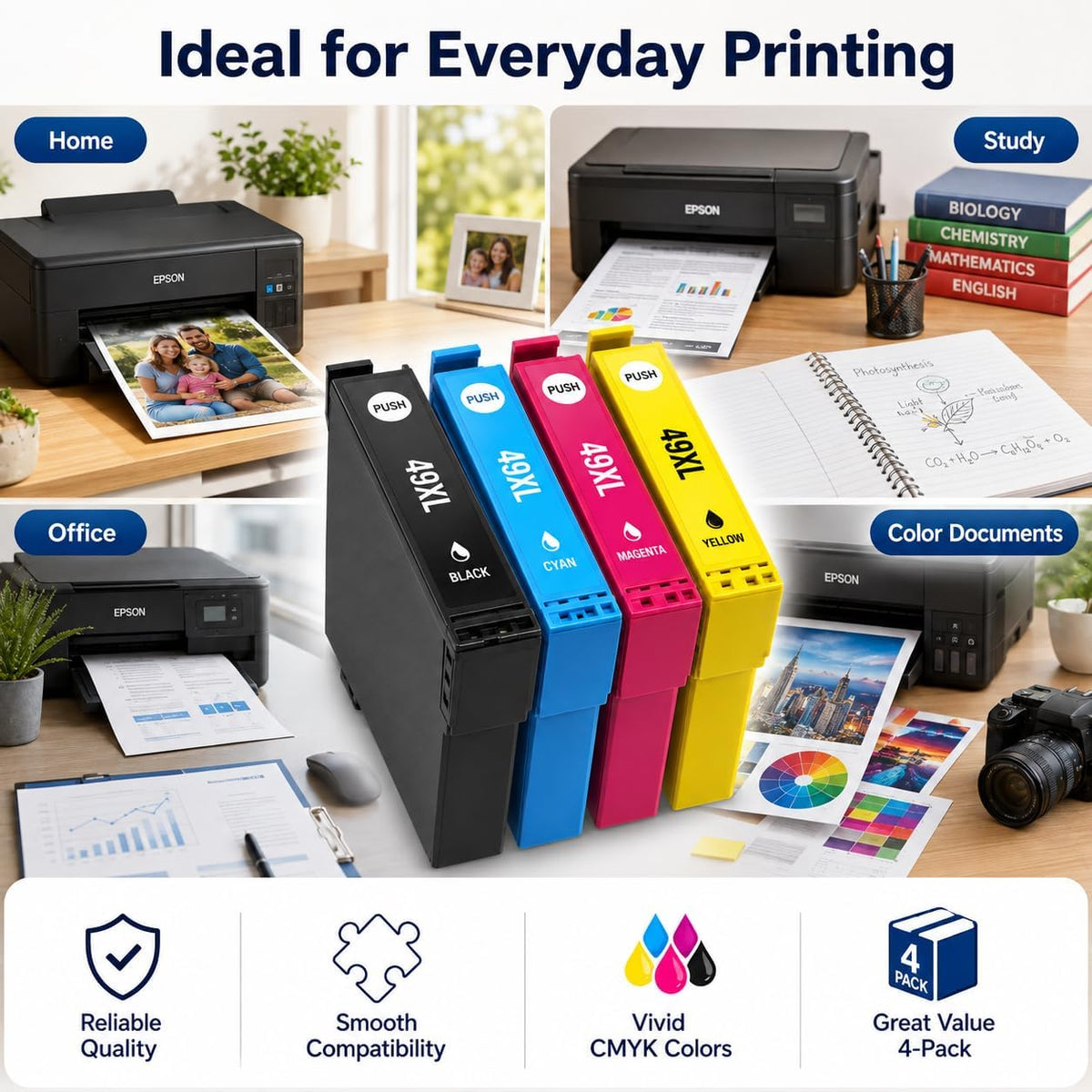 TAVICE 4X 49XL Ink Cartridges Compatible with Epson XP-2205 XP-4205 XP2205 XP4205 - Office Catch