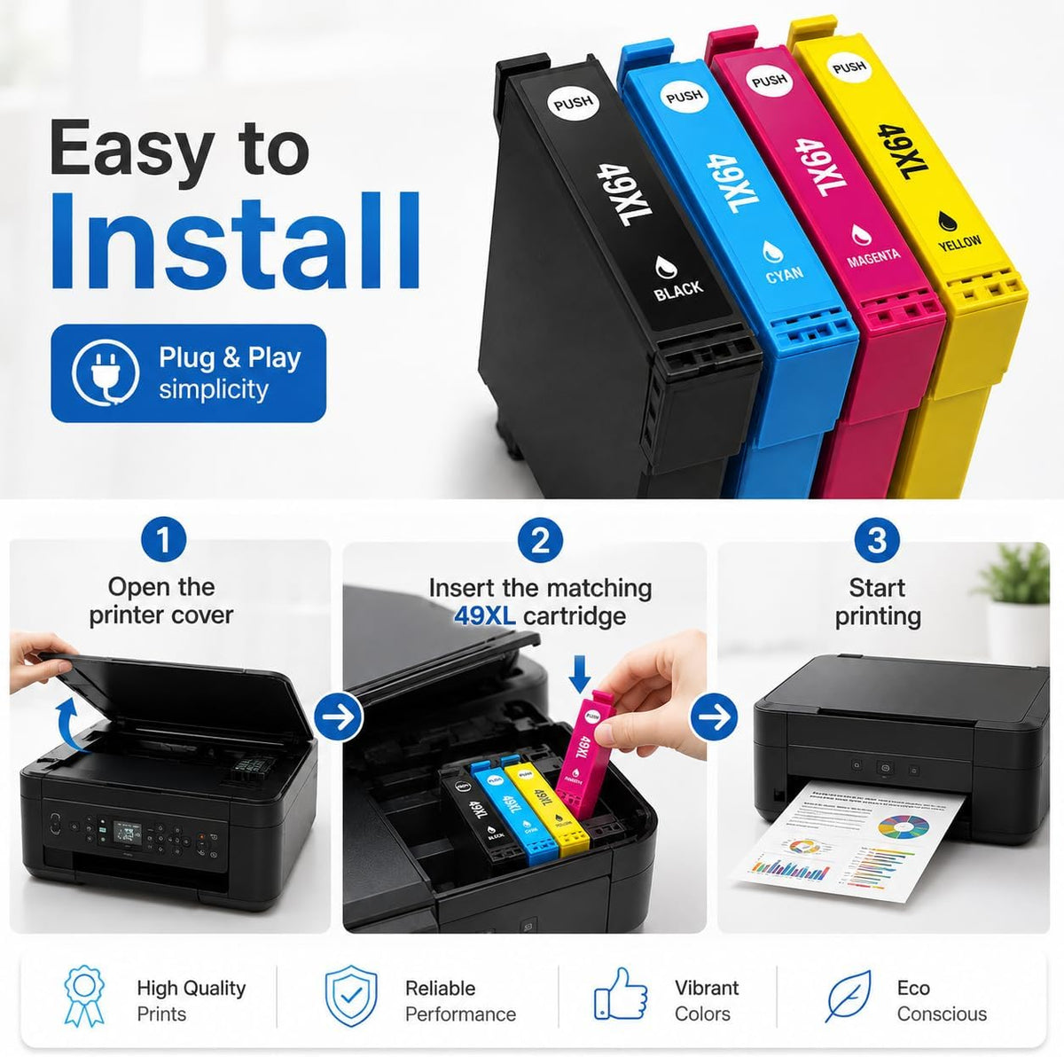 TAVICE 4X 49XL Ink Cartridges Compatible with Epson XP-2205 XP-4205 XP2205 XP4205 - Office Catch