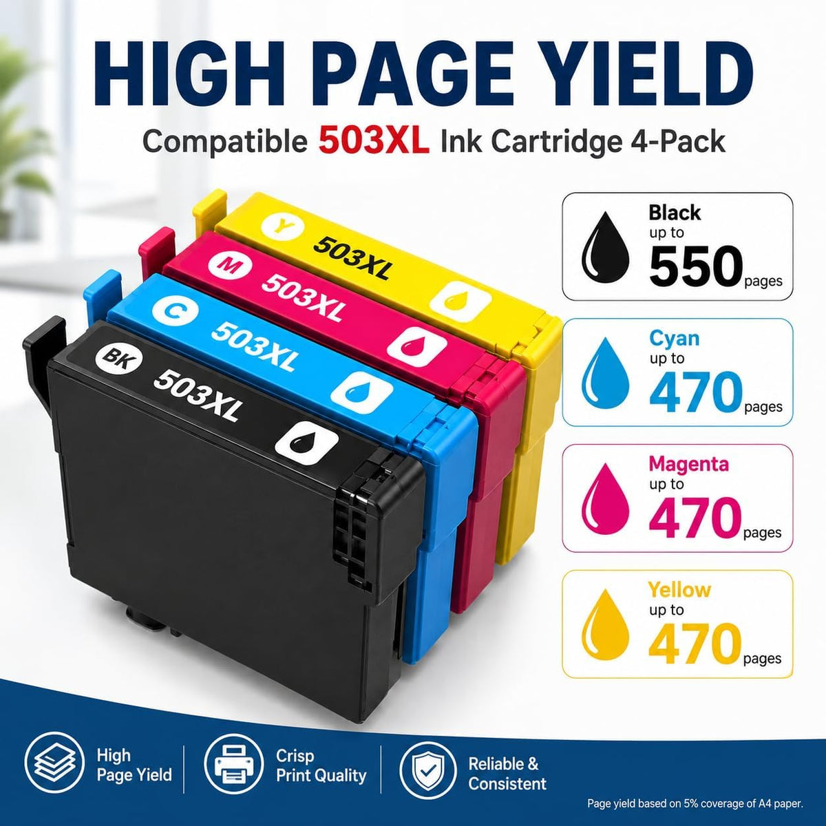 TAVICE 4X 503XL Ink Cartridges Compatible with Epson XP-5200 WF-2960 XP5200 WF2960 - Office Catch