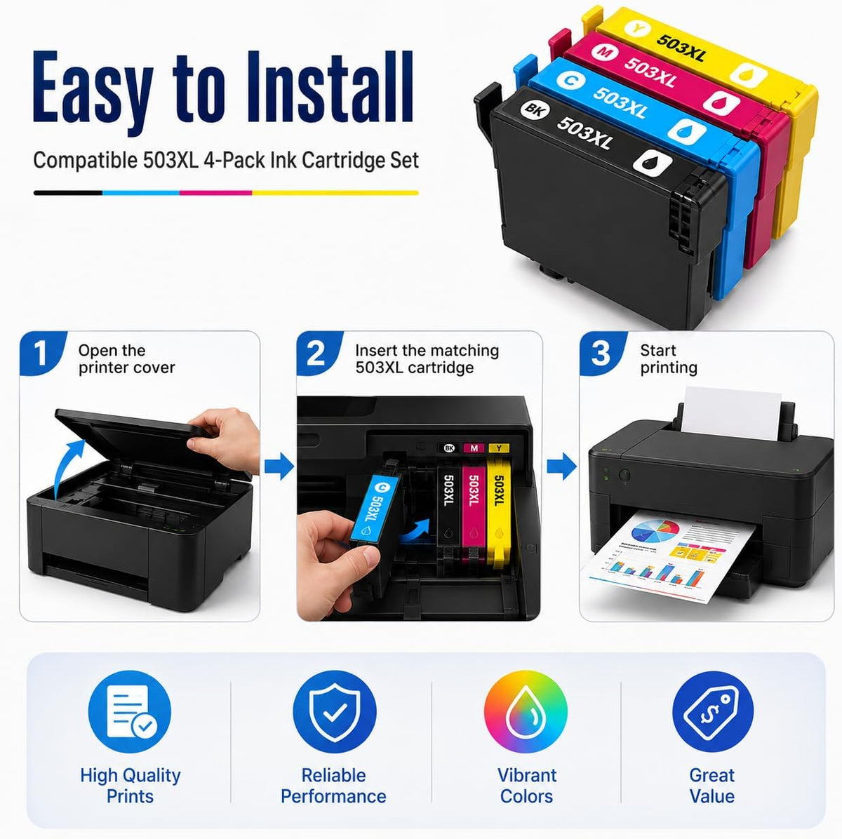 TAVICE 4X 503XL Ink Cartridges Compatible with Epson XP-5200 WF-2960 XP5200 WF2960 - Office Catch