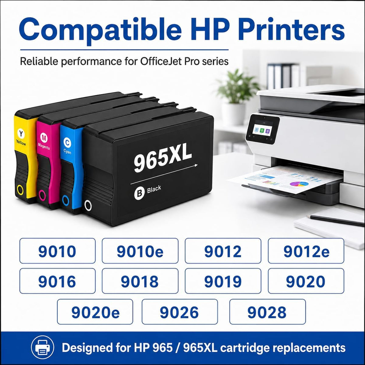 TAVICE 4X 965XL Ink Cartridges Compatible with HP OfficeJet Pro 9010e 9012e 9016 9020e 9026 9028 - Office Catch