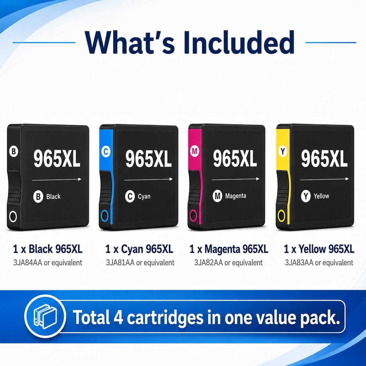 TAVICE 4X 965XL Ink Cartridges Compatible with HP OfficeJet Pro 9010e 9012e 9016 9020e 9026 9028 - Office Catch