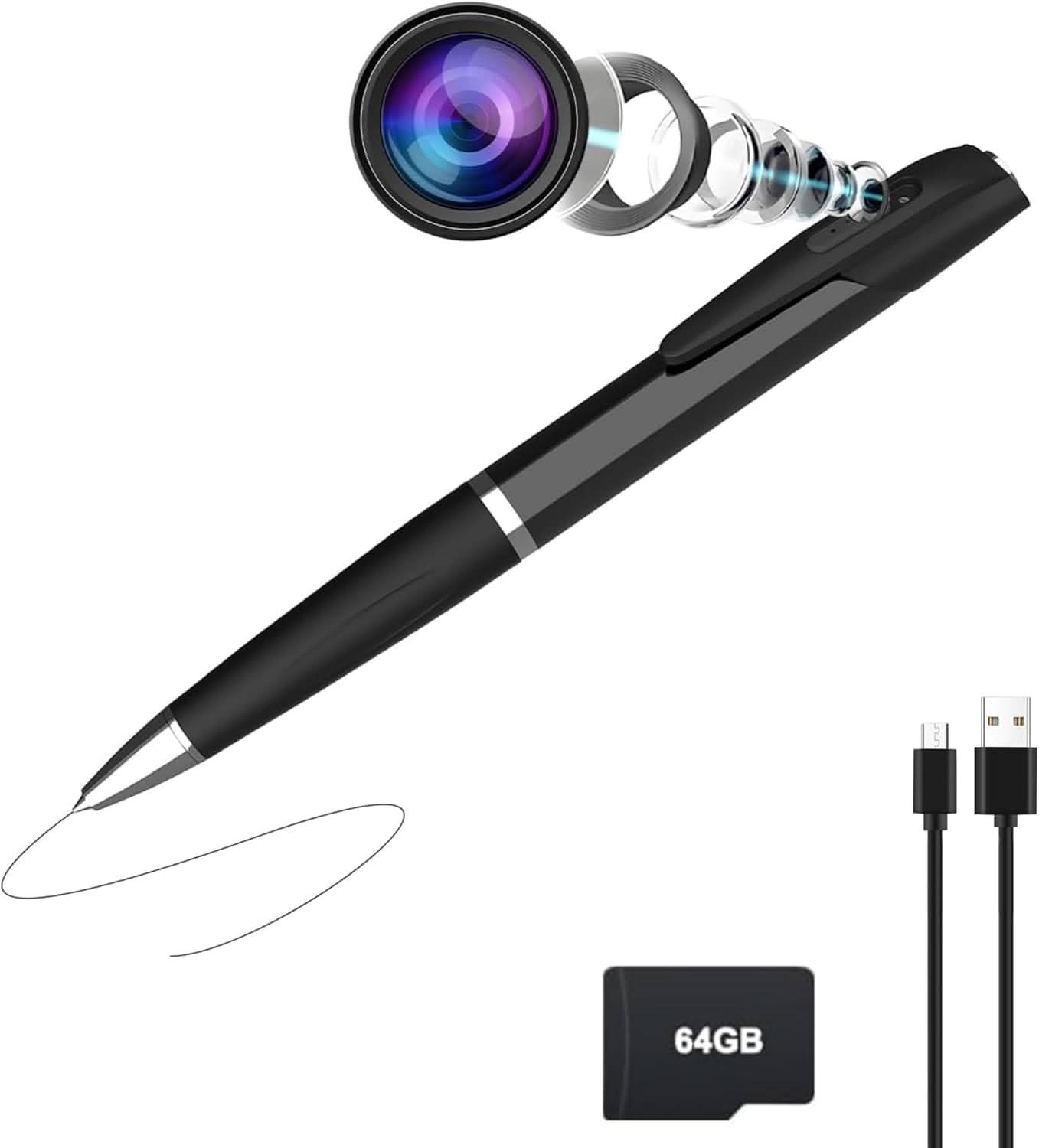 TAVICE 64GB Camera Pen 1080P HD Portable Hidden Camera for Video & Photos, Loop Recording, Long Battery Life, Office & Business Use - Office Catch
