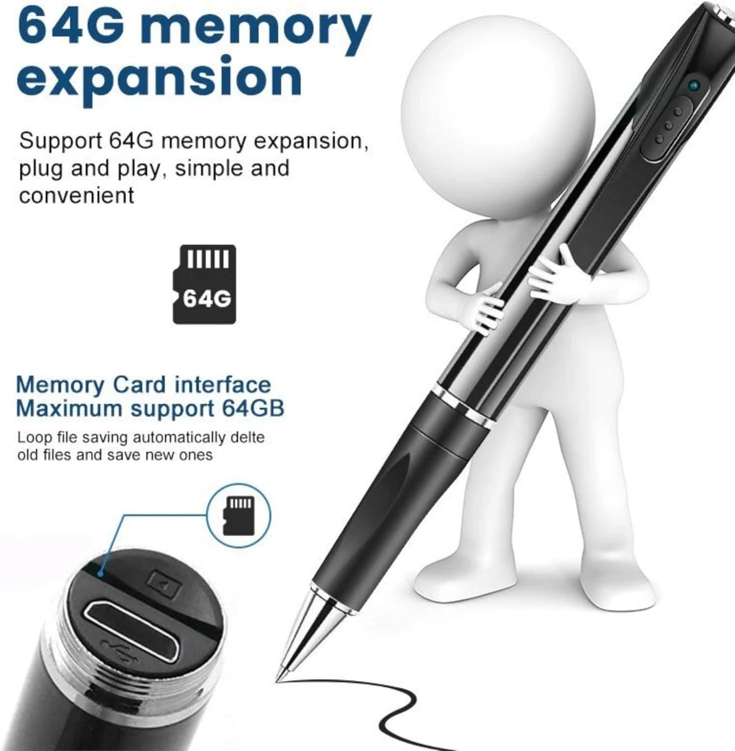 TAVICE 64GB Camera Pen 1080P HD Portable Hidden Camera for Video & Photos, Loop Recording, Long Battery Life, Office & Business Use - Office Catch