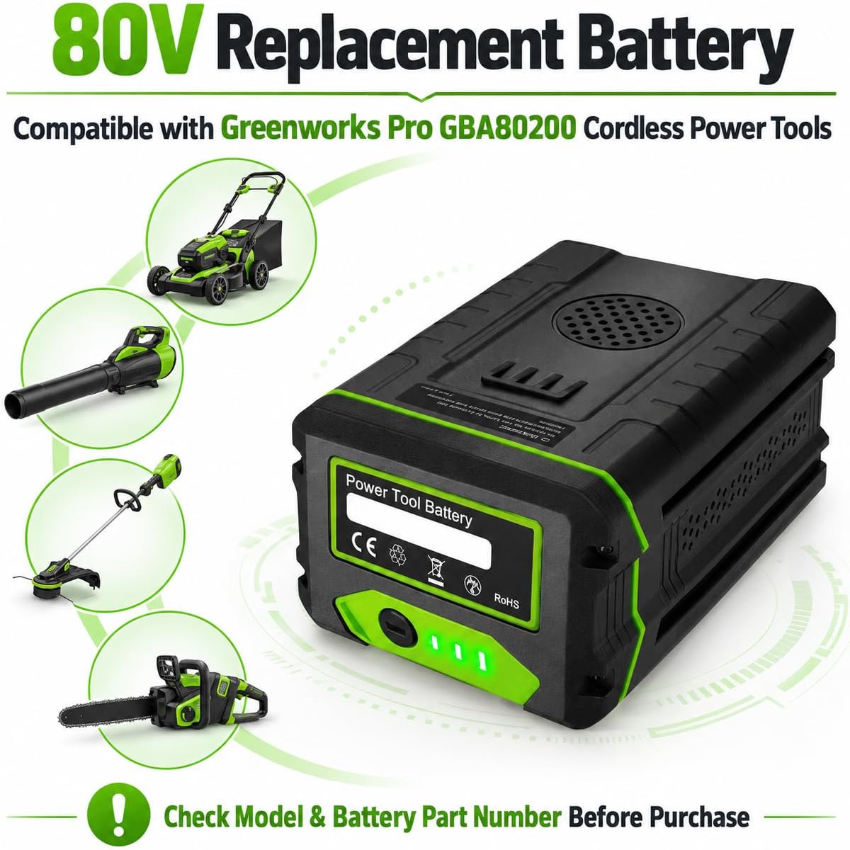 TAVICE 80V Replacement Battery Compatible with Greenworks Pro GBA80200 Cordless Power Tools - Office Catch