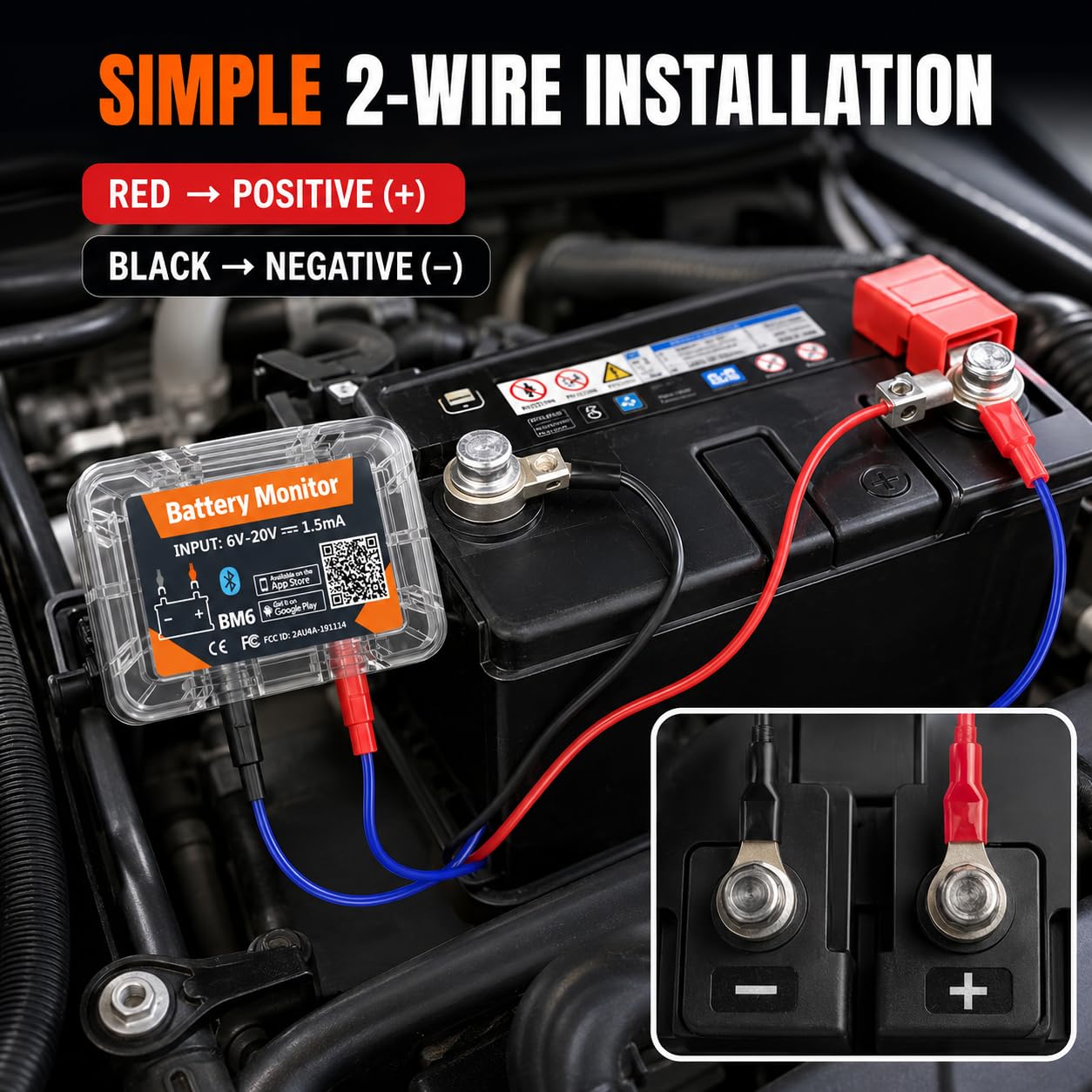 TAVICE Bluetooth 4.0 12V Car Battery Monitor BM6 Wireless Battery Health Tester with App - Office Catch